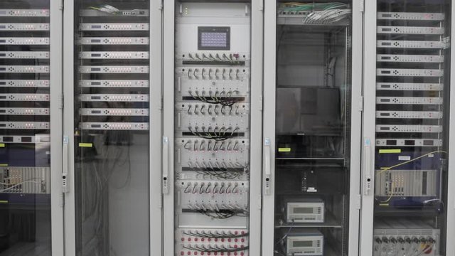 Close shot of a electric control panel. 