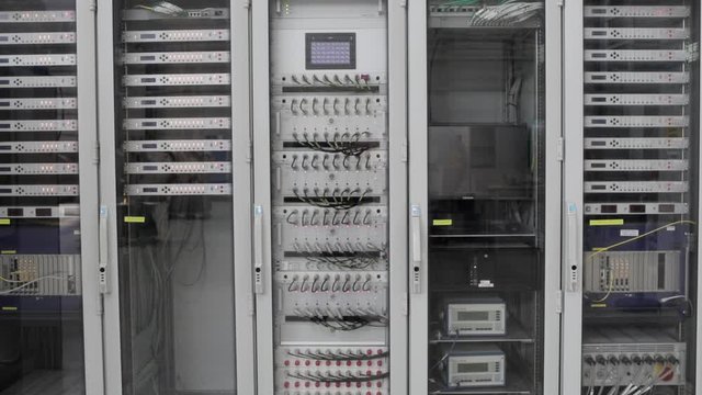 Close shot of a electric control panel. 