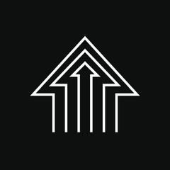 Vector arrow isolated on black background. Perfect suit for web animation add social media greeting cards stickers banners poster concepts and branding