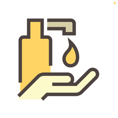 Alcohol gel and hands washing vector icon design, 48x48 pixel perfect and editable stroke.