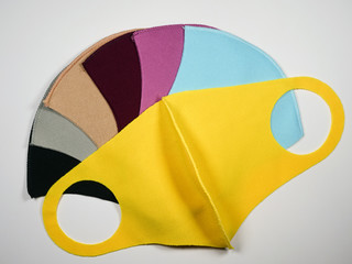 Close up, Cloth mask A variety of colors are used for protection against germs and viruses.
