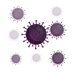 Illustration graphic vector of Corona virus, infection in Wuhan. purple virus, white background, epidemic, covid-19 pandemic