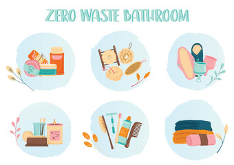 Zero waste bathroom. Bath with eco friendly product and tool