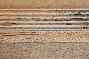 Posklejane kawałki drewna, przekrój.