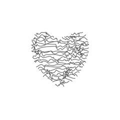 Heart made of crumpled abstract lines. Isolated on white vector illustration