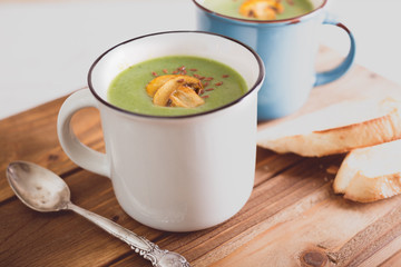 soup with mussels in a cup