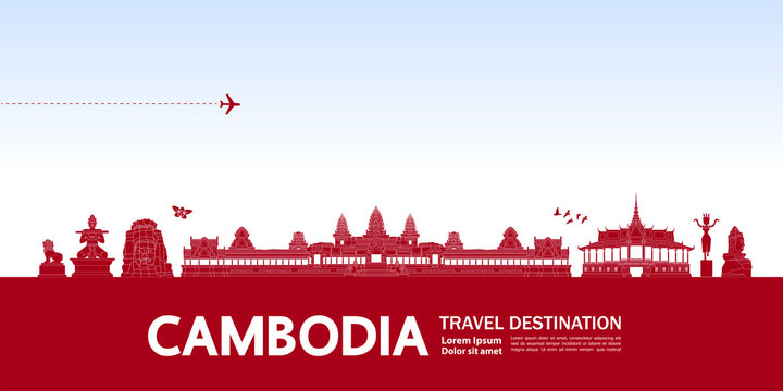 Cambodia travel destination grand vector illustration. 
