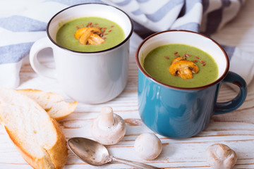 soup with mussels in a cup