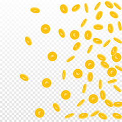 European Union Euro coins falling. Scattered spars