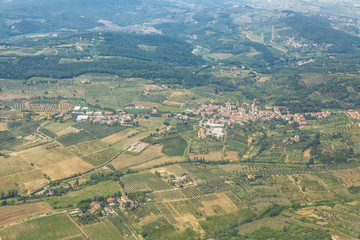 Fototapeta na wymiar Aerial of the Tuscany countryside near to Florence, Italy.