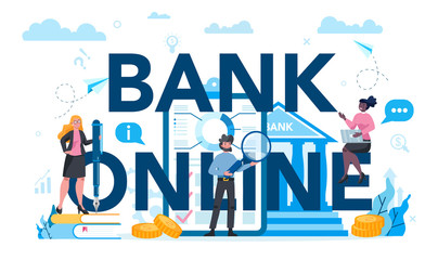 Online banking typographic header concept. Making financial