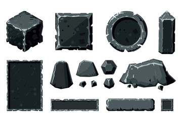 Cartoon rock set. Vector stones icons collection. Game design elements. User interface assets.