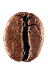 Naklejka premium Brown roasted coffee bean isolated on white background. Super macro in huge definition.