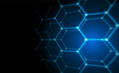 Fototapeta premium Communications or technology, science concepts. Plexus hexagon connections blue background. Vector.