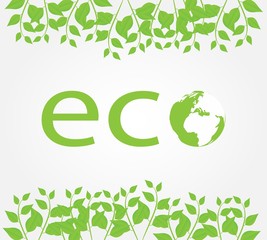 Ecology concept. Green earth , green leaf paper art on white background. Vector.