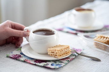 Two cups of tea on the table