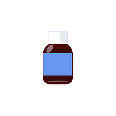 empty glass pill jar in flat style, isolated on white background.Tank.Vector illustration.Silhouette sign.Therapeutic natural remedy.Simple icon.Page of the web site, the item the mobile application