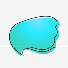 Speech bubble flow liquid shape continuous line drawing, Vector minimalistic linear illustration vivid gradient color