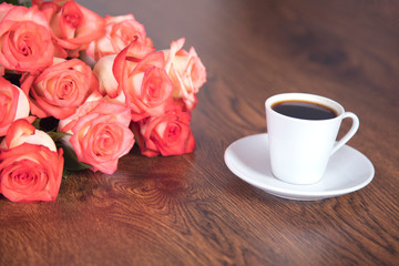 Obraz na płótnie Canvas coffee with roses