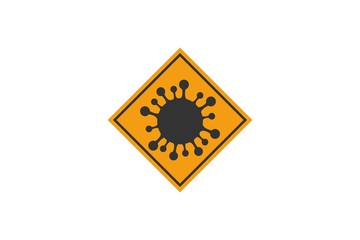 Coronavirus sign. Corona virus Bacteria Cell Icon, 2019-nCoV in caution traffic signs. Warning symbol of COVID-19, Novel coronavirus. Vector icon.