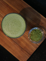 green matcha tea on the table