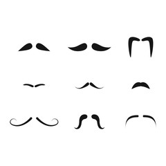 Cartoon Black Mustache Signs Icon Set. Vector