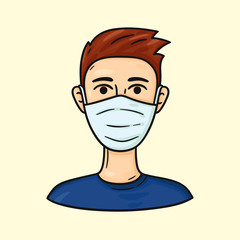 Man wearing medical masks to protect from COVID-19 and other infections.