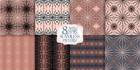 Seamless geometric patterns set, ornate backgrounds