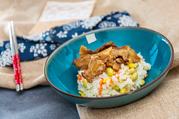 Traditional Home made Chinese cuisine pork rice