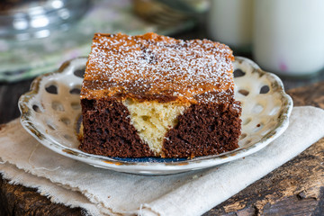 Vanilla and chocolate marble cake