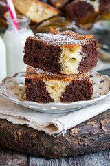 Vanilla and chocolate marble cake