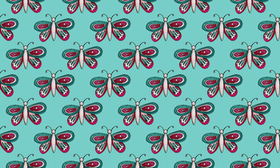 Beautidul colorful butterfly isolated on a white background. Hand drawing sketch with alcohol markers. pattern illustration