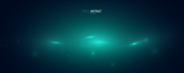 Abstract geometric background with digital landscape or waves. Vector futuristic illustration.