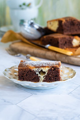 Vanilla and chocolate marble cake