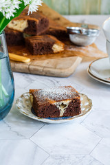 Vanilla and chocolate marble cake