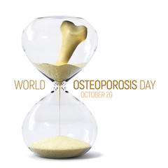 October 20 World Osteoporosis Day concept art showing the problems occuring by time of a disease of bones that leads to an increased risk of fracture. - obrazy, fototapety, plakaty