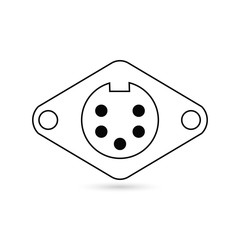 5 pin connector icon colored symbol. Premium quality isolated socket element in trendy style