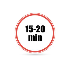 time interval from 15 to 20 minutes , vector illustration isolated on white background