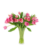 Fototapeta na wymiar Pink tulips in a vase