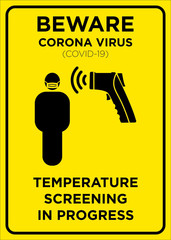 Vector Poster: Corona Virus (COVID-19), Temperature Screening in Progress Poster