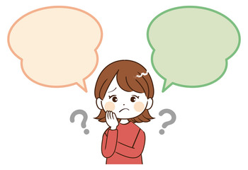女性、ふきだし、疑問
