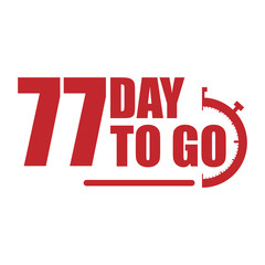 77 day to go label, red flat with  promotion icon, Vector stock illustration