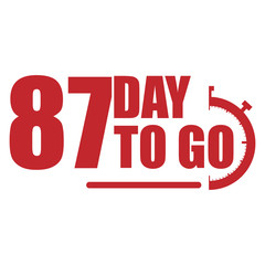 Obraz premium 87 day to go label, red flat with promotion icon, Vector stock illustration