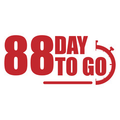 88 day to go label, red flat with  promotion icon, Vector stock illustration
