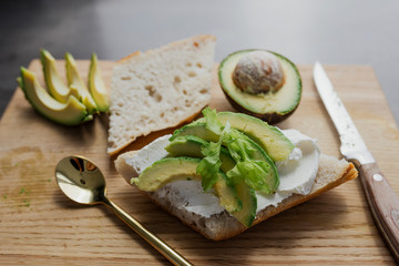 Avocado cream cheese toast