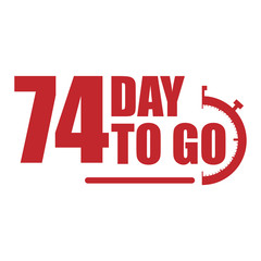 Fototapeta premium 74 day to go label, red flat with promotion icon, Vector stock illustration