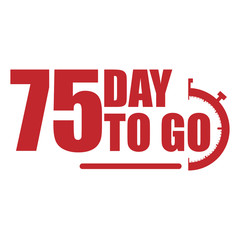 75 day to go label, red flat with  promotion icon, Vector stock illustration