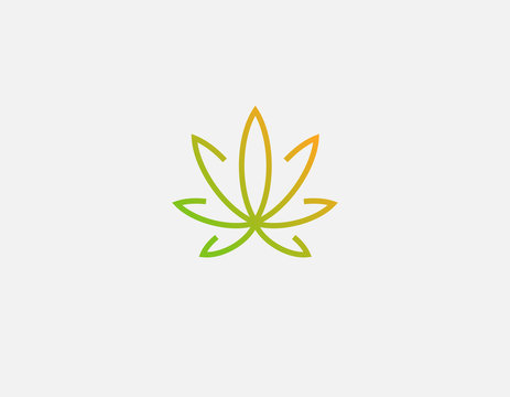 Abstract linear gradient logo icon leaf plant canabis pattern for your company