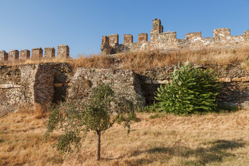 Fototapeta premium The view on Byzantine fort, named Heptapyrgion from the city ramparts. THESSALONIKI, GREECE
