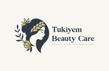 beauty woman silhouette with flower logo design